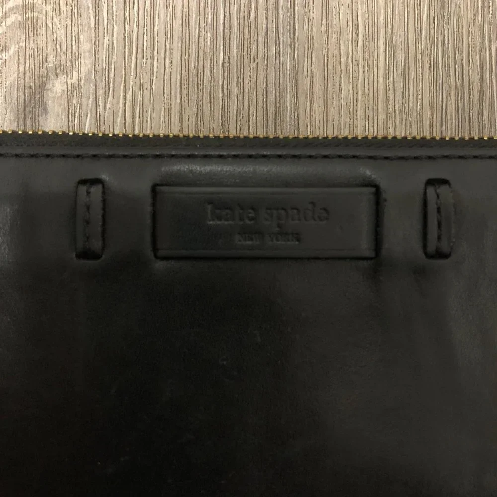 Kate Spade New York Black Genuine Leather Wallet Zip Around Accordion Cardholder